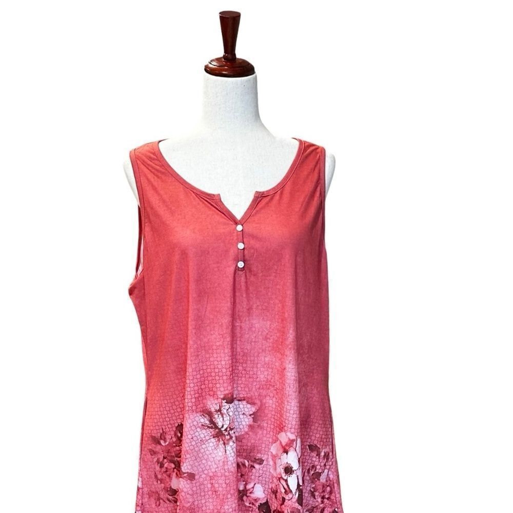 NWT Disamer Sleeveless Sundress / Cover-Up Floral Pattern Pink Red XL - Picture 7 of 10